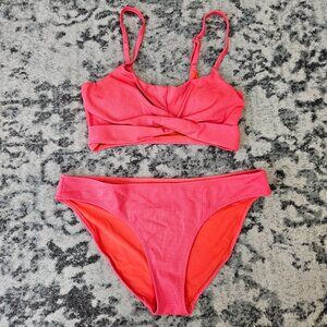 Aerie Shine Neon Pink Bikini Set - S Top, L Bottom